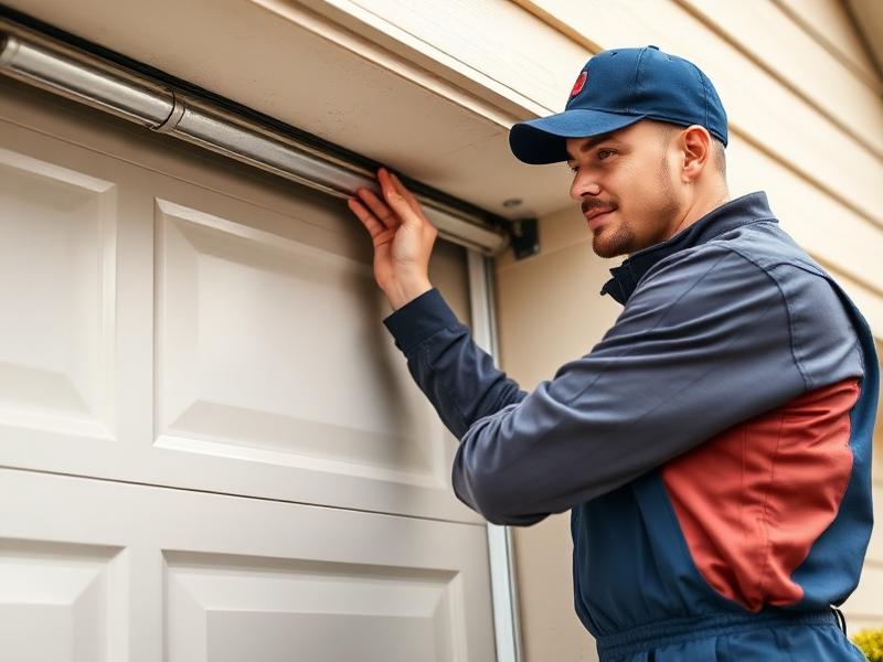Certified garage door technician from Garage Door Tavares performing professional service